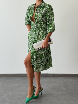 Стильна легка сукня з рослинним принтом 42-46 RO 494 фото