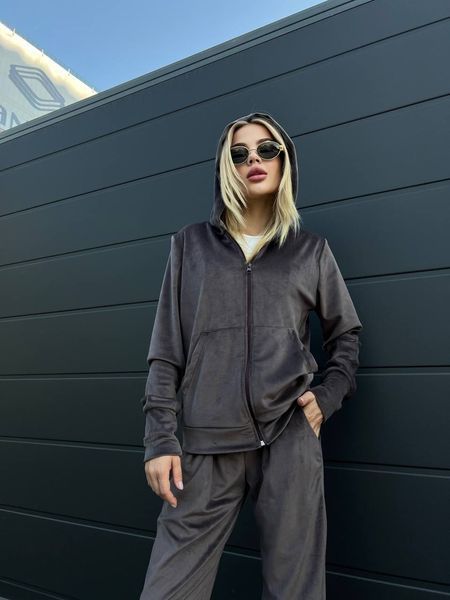 Велюровий стильний костюм з кофти та штанів 42-50 (в кольорах) SC 7001 фото