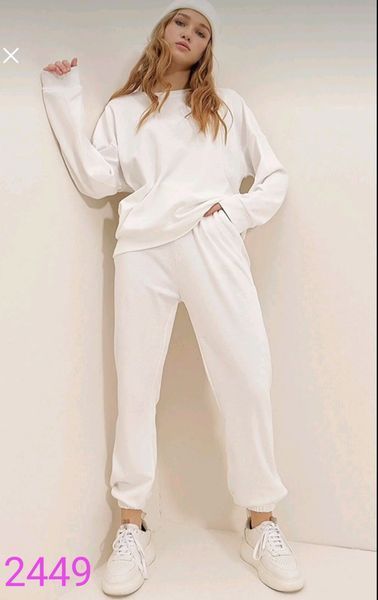 Однотонний зручний костюм-двійка з двонитки S-L (в кольорах) ER 2449 фото