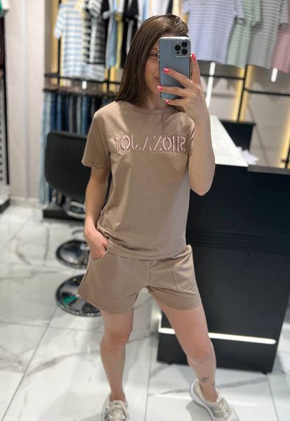 Женский костюм с футболкой и шортами в спортивном стиле S, M, L (в расцветках) VN 31011 фото
