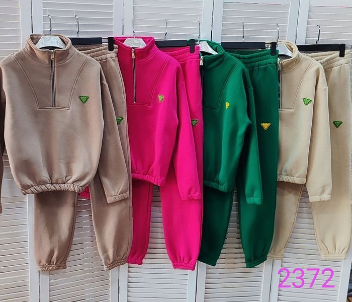 Спортивный флисовый костюм из свитшота и брюк S-L (в расцветках) ER 2372 фото