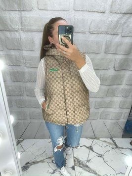 Женская теплая безрукавка с модным принтом M-XXL (в расцветках) PM A-06 фото