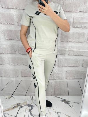 Стильний жіночий костюм-двійка з малюнками S-L (в кольорах) PM 4698 фото