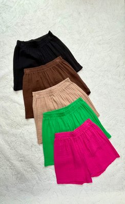 Однотонные женские шорты на лето из муслина S-XL (в расцветках) RX 12311 фото