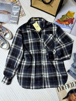 Клетчатая женская рубашка oversize 42-48 (в расцветках) MC 2433 фото
