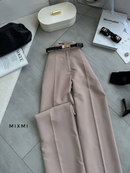 Однотонные прямые брюки из костюмной ткани 42-50 (в расцветках) MX 9101 фото
