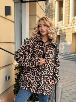 Свободная легкая курточка с леопардовым принтом 42-48 SC 9040 фото