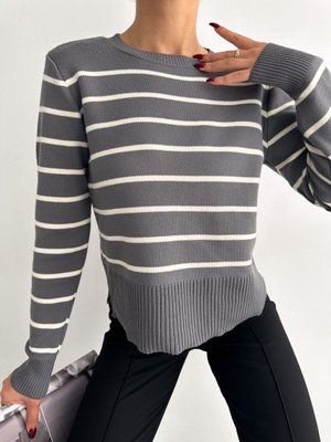 Смугастий стильний светр вільного крою 42-46 (в кольорах) LS 5006 фото
