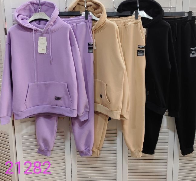 Комфортный спортивный костюм из худи и брюк 42-46 (в расцветках) ER 21282 фото