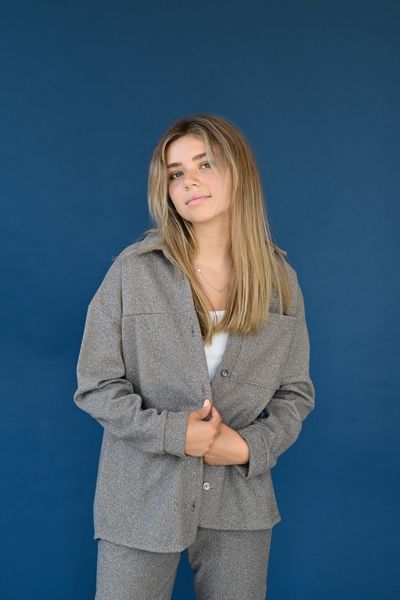 Зручний кашеміровий костюм із сорочки та штанів 42-48 (в кольорах) MC 2283 фото