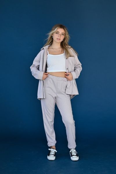 Зручний кашеміровий костюм із сорочки та штанів 42-48 (в кольорах) MC 2283 фото