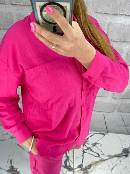 Однотонный свободный костюм из рубашки и шорт S-L (в расцветках) PM 90309 фото