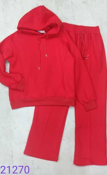 Флисовый однотонный костюм из худи и прямых брюк 42-46 (в расцветках) ER 21270 фото