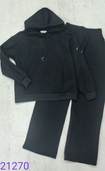 Флисовый однотонный костюм из худи и прямых брюк 42-46 (в расцветках) ER 21270 фото