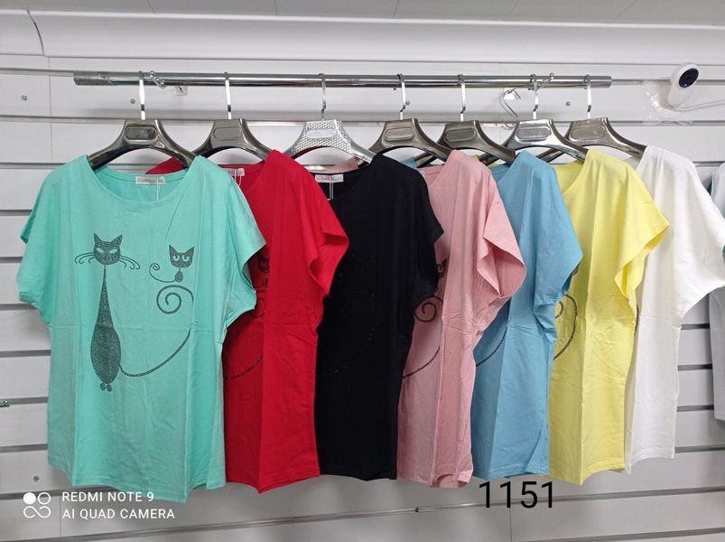 Батальная свободная футболка с кошками 52-56 (в расцветках) G 1151 фото