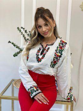 Святкова вишита сорочка з квітковими узорами S-L ESQ 6609 фото