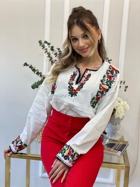 Святкова вишита сорочка з квітковими узорами S-L ESQ 6609 фото