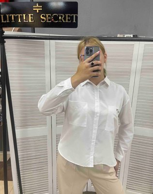 Асимметричная женская рубашка с карманами S-L (в расцветках) LS 8241 фото