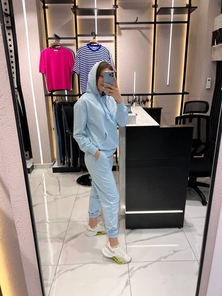 Однотонный спортивный костюм-двойка из двунити S-L (в расцветках) VN 91325 фото