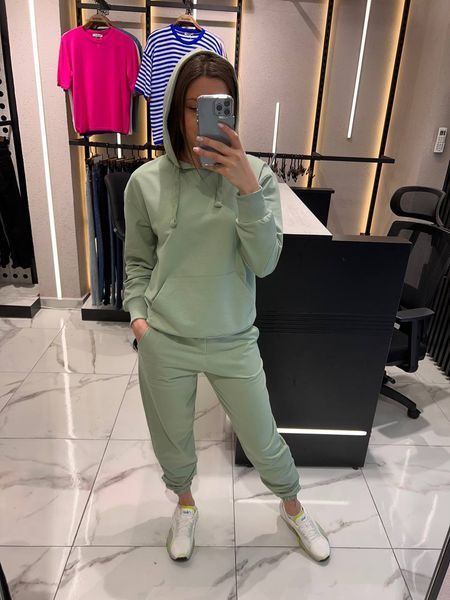 Однотонный спортивный костюм-двойка из двунити S-L (в расцветках) VN 91325 фото