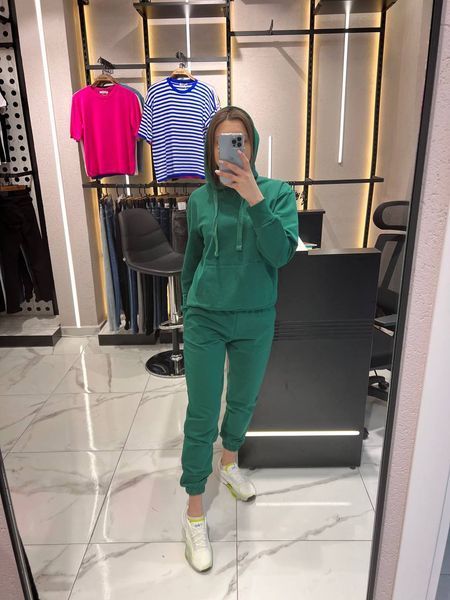Однотонный спортивный костюм-двойка из двунити S-L (в расцветках) VN 91325 фото