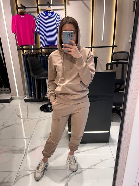 Однотонный спортивный костюм-двойка из двунити S-L (в расцветках) VN 91325 фото