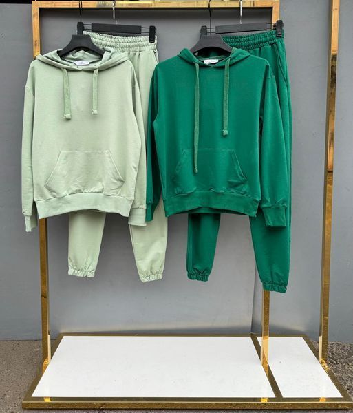 Однотонный спортивный костюм-двойка из двунити S-L (в расцветках) VN 91325 фото