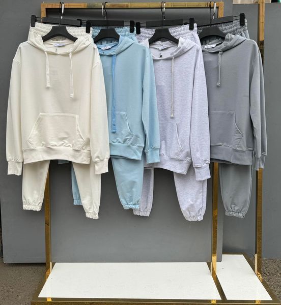 Однотонный спортивный костюм-двойка из двунити S-L (в расцветках) VN 91325 фото