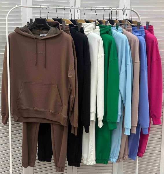 Однотонный спортивный костюм из худи и брюк S-L (в расцветках) ER LS 2604 фото