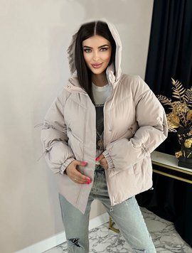 Тепла жіноча куртка з хутряним капюшоном M-XL (в кольорах) GG Dorimodes K8628 фото