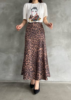 Атласная длинная юбка с леопардовым принтом S-L LS 1970 фото