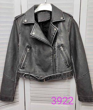 Модная укороченная куртка из экокожи S-XL ER 3922 фото