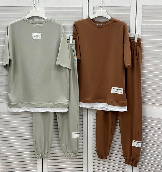 Модный свободный костюм из футболки и брюк S-L (в расцветках) LS 7824 фото