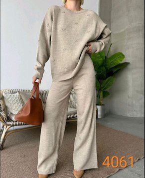 Модный теплый костюм-двойка из вязки 42-46 (в расцветках) ER 4061 фото