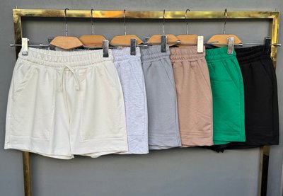 Однотонные шорты на резинке и с карманами S-L (в расцветках) VN 91636 фото