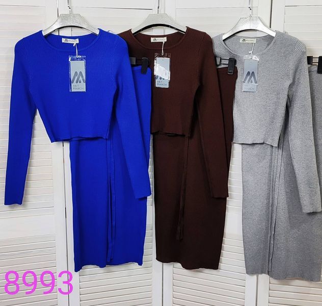 Стильный однотонный костюм из топа и юбки 42-46 (в расцветках) ER 8993 фото