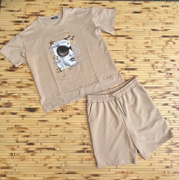 Батальный модный костюм-двойка из футболки и шорт XL-6XL (в расцветках) RX 1320 фото