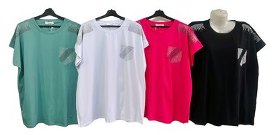 Модна футболка батал з блискучим декором 52-56 (в кольорах) VK 2203 фото