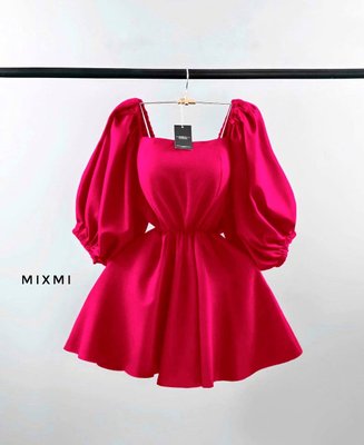 Жіноча коротка сукня з об'ємними рукавами 42-50 (в кольорах) MX 7657 фото