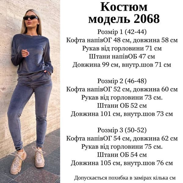 Велюровый однотонный костюм из джемпера и брюк 50-52 (в расцветках) MN 2068 фото