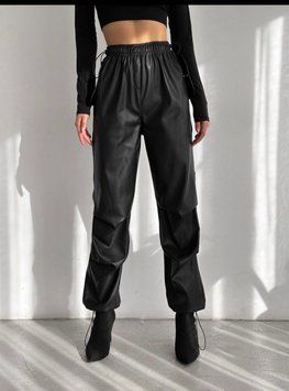 Теплі жіночі штани з еко-шкіри на флісі S-XL (в кольорах) LS 2254 фото