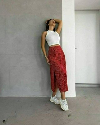 Длинная нежная юбка с трендовым разрезом 42-48 (в расцветках) MD 1604 фото