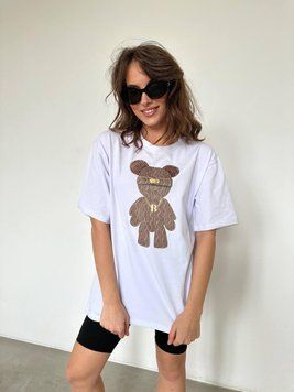 Стильна футболка оверсайз з принтом (42-46) BB 373 фото