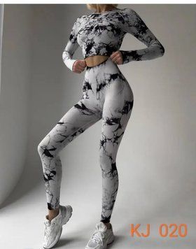 Модный фитнес-костюм с абстрактным принтом S-L (в расцветках) ER KJ020 фото