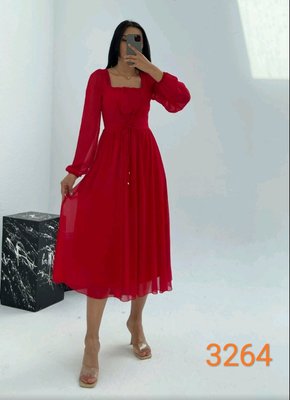 Шифонова однотонна сукня з вільною спідничкою S-XL (в кольорах) ER 3264 фото
