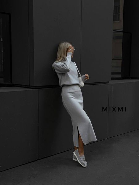 Однотонный ангоровый костюм из юбки и свитера 42-50 (в расцветках) MX 9005 фото