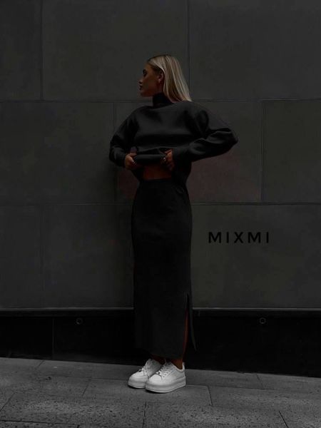 Однотонный ангоровый костюм из юбки и свитера 42-50 (в расцветках) MX 9005 фото