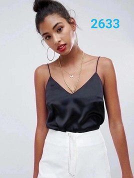 Классическая однотонная майка из атласа на бретелях 42-46 (в расцветках) ER 2633 фото