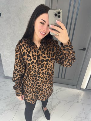 Стильна жіноча сорочка з леопардовим принтом S-L BB 010 фото