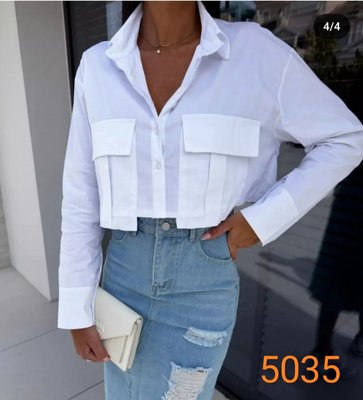 Укорочена жіноча сорочка з великими кишенями S-M (в кольорах) ER 5035/11 фото